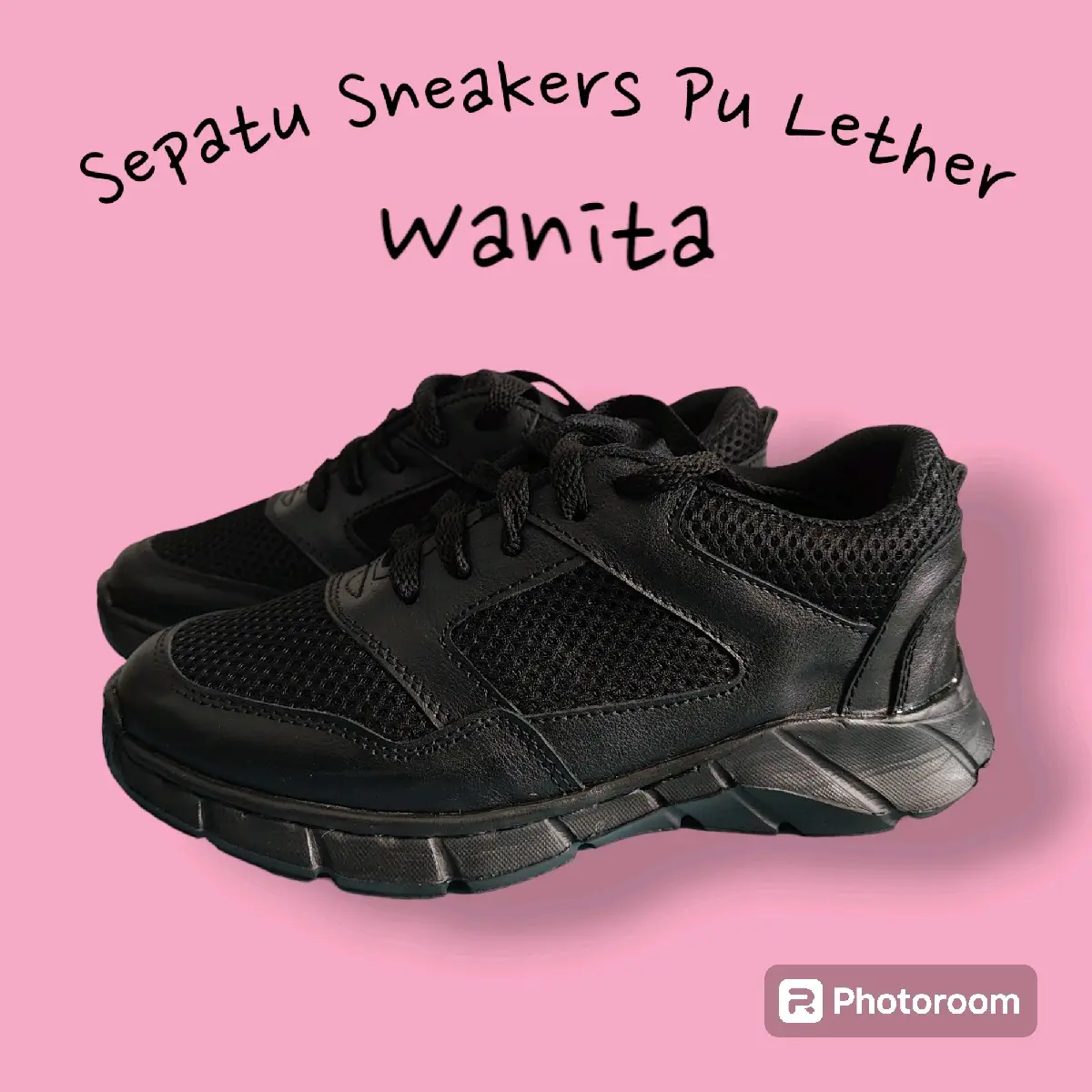 Sepatu Sneakers Casual Pu Lether Wanita Dewasa  (Dijahit)