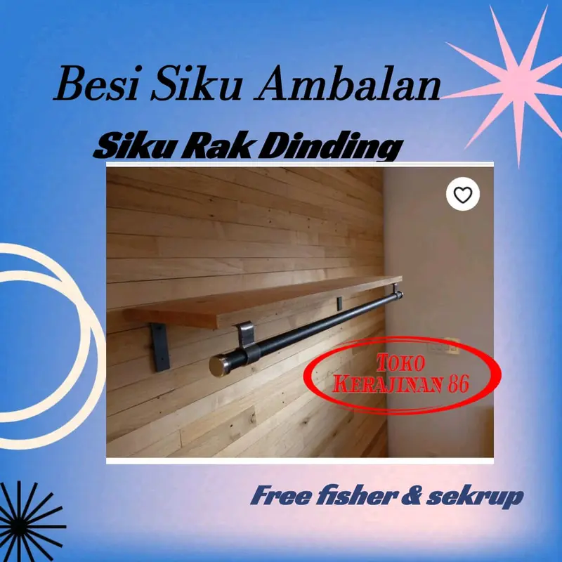 Siku penyangga rak dinding multifungsi bahan besi strip plat+pipa 2
