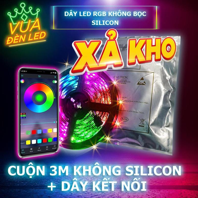   XẢ LỖ 59K  Đèn dây led RGB 3M không bọc Silicon 16 triệu màu điều khiển trên app điện thoại có nháy theo nhạc 