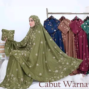 Mukena Dewasa Nargis Atasan Bawahan Jumbo Kain Katun Rayon Motif Cabutan Pekalongan Bunga Putik Terbaru Premium Variasi Traveling