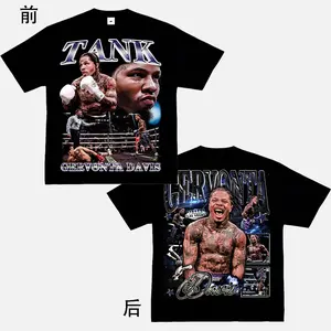 Kaos Tank Davis Katun Murni Kaos Davis Potret Amerika Retro Lengan Pendek Tinju Pertarungan Atasan Vintage Tren Floral print Oversize teebncxjarsxf