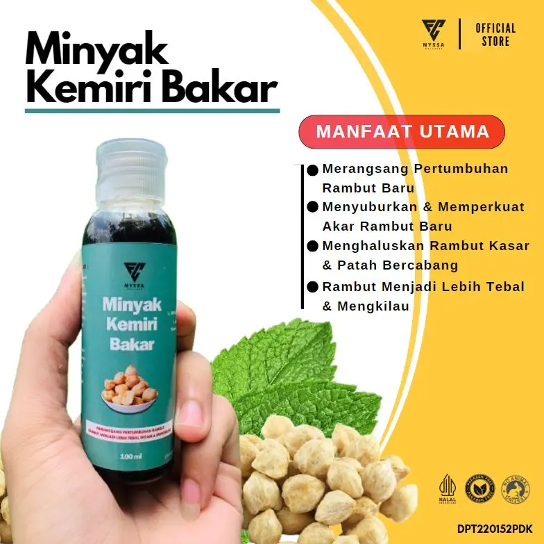 NYSSA Minyak Kemiri Bakar Penumbuh Rambut Botak Jenggot Alis Alami Asli Produksi Sendiri Kemasan Extra 100ML ORIGINAL