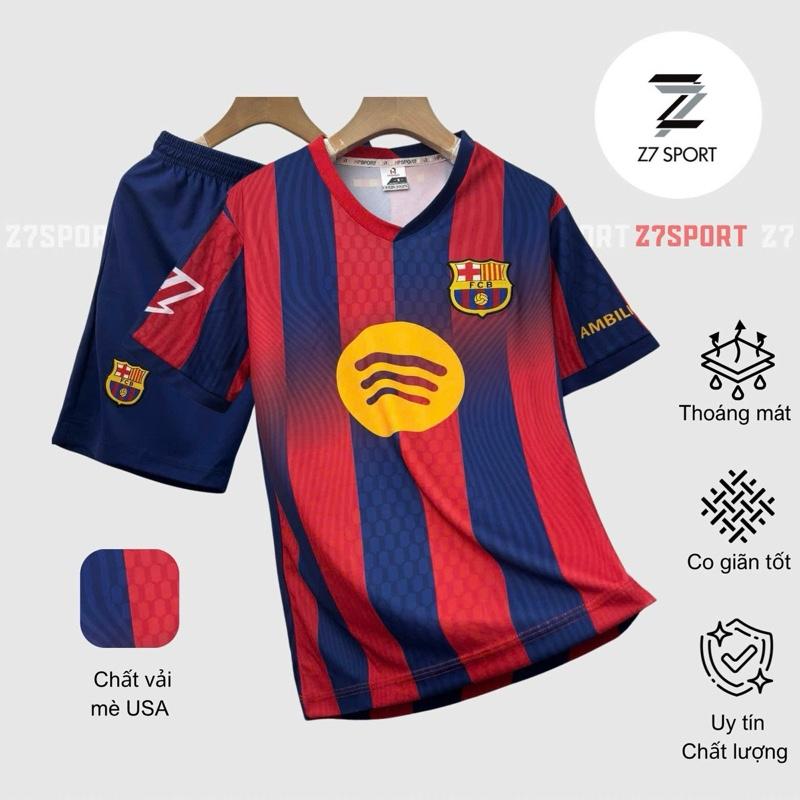 Bộ quần áo bóng đá BARCA XANH ĐỎ VẢI MÈ USA logo THÊU cao cấp loại I Top Sport