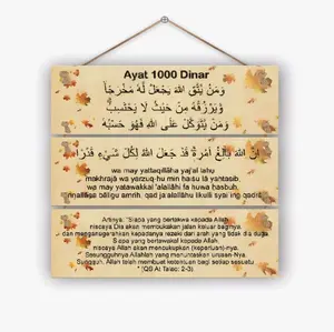 Hiasan Dinding Aesthetic Kaligrafi Islami Ayat 1000 Dinar 3 pcs 10*30 Dekorasi Rumah Minimalis Motif Daun Gaul