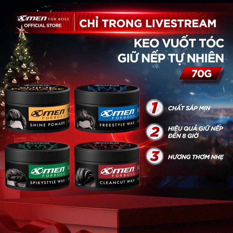   MỚI  Sáp vuốt tóc nam Wax Pomade Xmen for Boss 70g - Giữ nếp 8H với Keratin giúp tóc chắc khỏe 