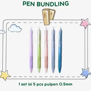FIVEVOO pena bundling/ set alat tulis/ set pulpen tinta gel/ 1 set isi 5 pcs pulpen/ pulpen tinta 0.5mm