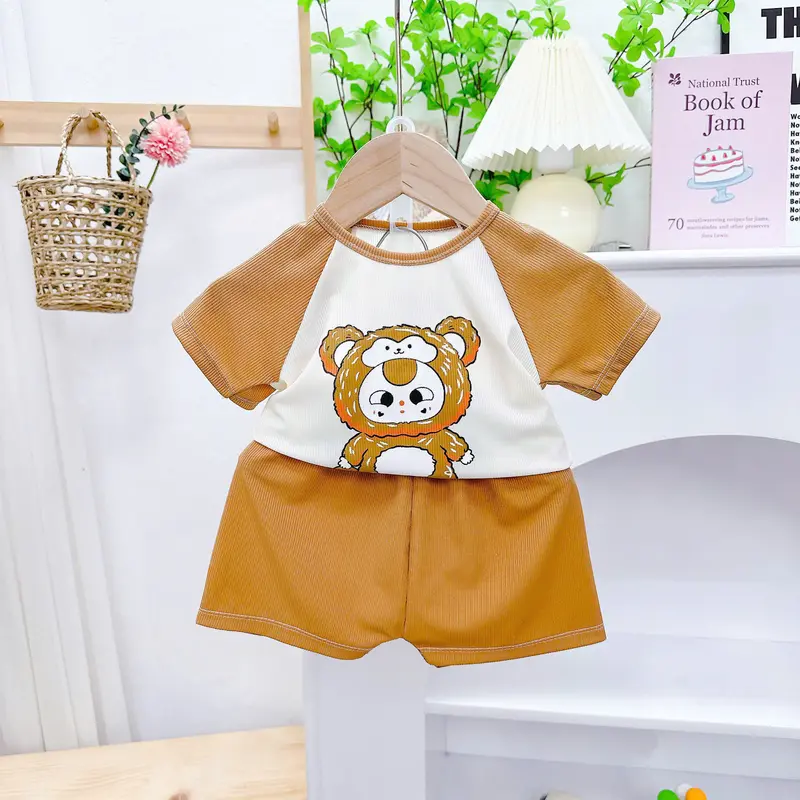 [MS15] SET5 Bộ Cộc Thun Tăm Lạnh  Hình Baby Three  dễ thương,phối quần và tay sang xịn cho bé trai,bé gái từ 5-16 kg 6