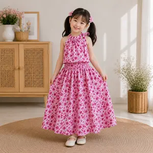 Baju Anak Perempuan - Setelan Anak Lusy Motif Bunga Terbaru / Fashion Oneset Anak Perempuan Atasan Tanpa Lengan  Flowers dan Rok Panjang Korean Style Terlaris