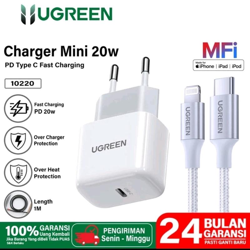 UGREEN CHARGER MINI IPHONE 14 13 12 11 8 X XR XS PRO MAX PD 20W+Kabel MFi 0
