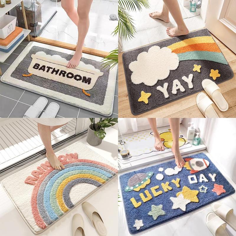 Thảm Sàn Thấm Nước, In Hình Cầu Vồng, Giả Cashmere, Cho Phòng Tắm Và Nhà Bếp, Kích Thước 40 * 60 Cm. / 50 * 80 Cm 2