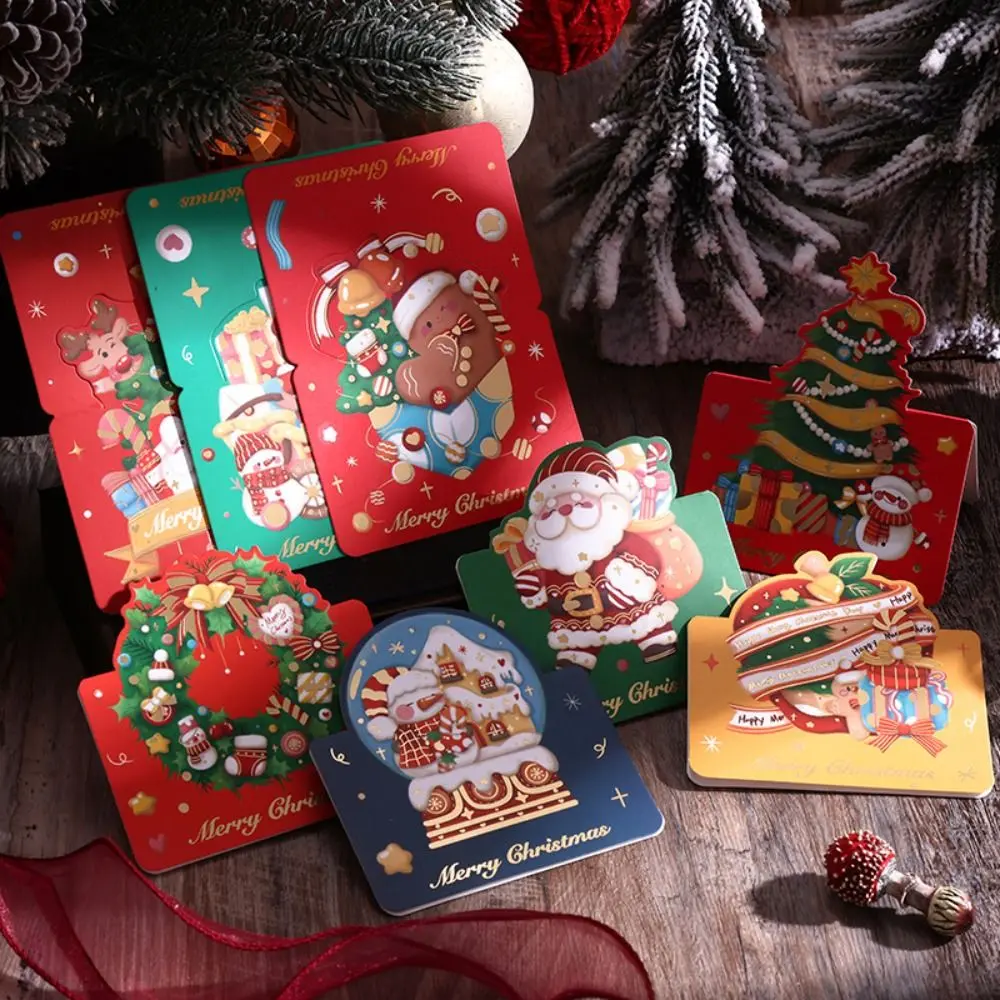 Kad Selamat Krismas, Gaya Retro, Reka Bentuk Santa, Kalungan Kerajang, Kad Ucapan, Bekalan Xmas, Pembalut Hadiah, Sesuai untuk Kad Percutian dan Keluarga, Sesuai untuk Musim Sejuk, Ketibaan Baru