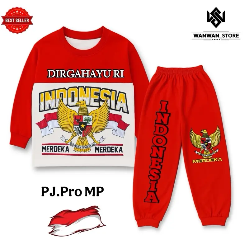 Baju Fashion Setelan Anak Motif Garuda Merah Putih 17 Agustus Celana Pendek 2