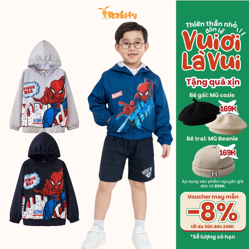 Áo khoác gió cho bé trai Rabity in hình Spiderman 522.011
