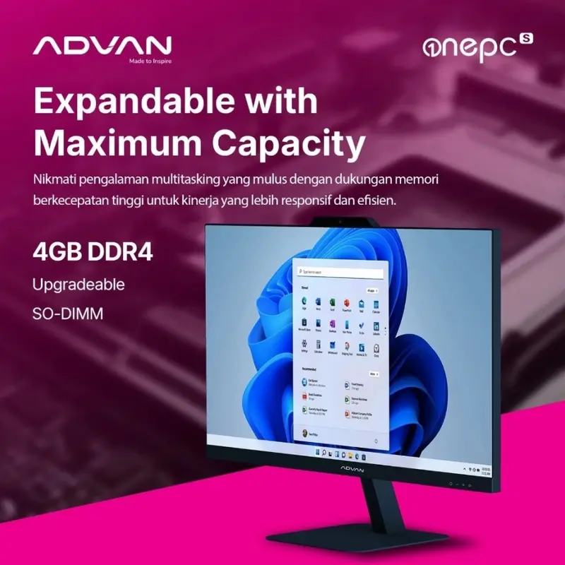 Advan All In One PC AIO One PC S Intel N100 4GB/128GB Windows 11 Original 4