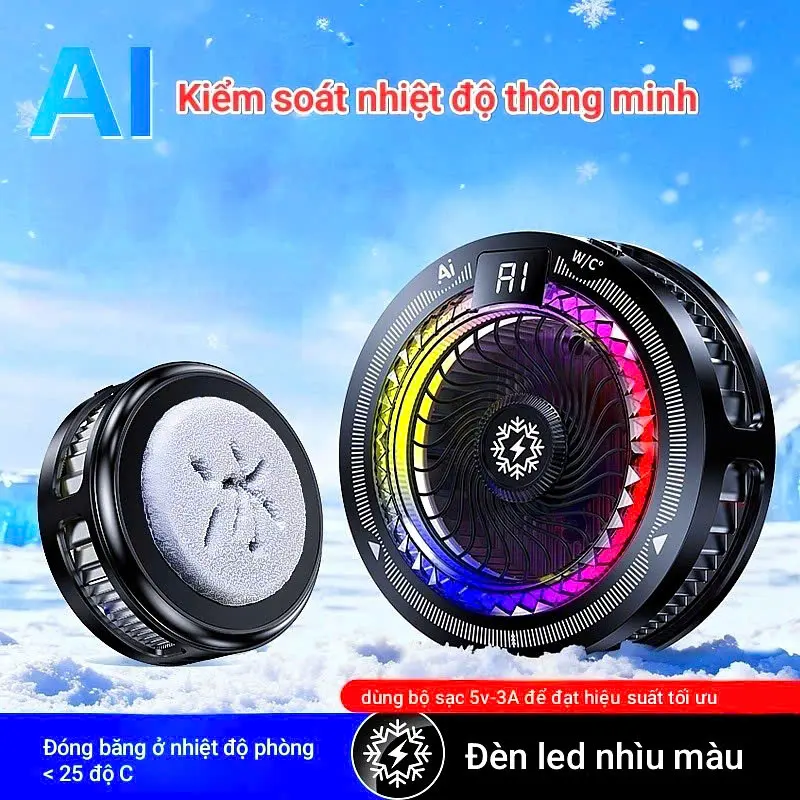 Sò lạnh tản nhiệt Kiri TH25/TH25Pro, TH16, TH19Pro AI 24W -  Tản nhiệt làm mát điện thoại có Led RGB, chế độ AI tự động