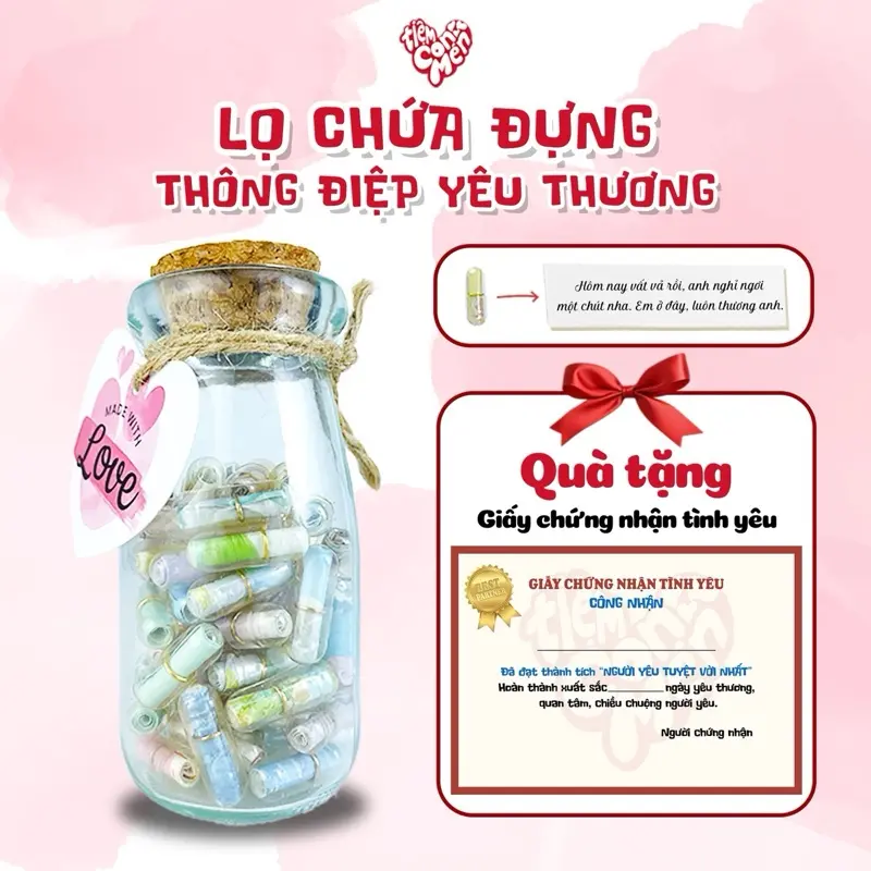 [GIẤY HOẠ TIẾT] Lọ Chữa Lành, Lọ Điều Ước, Lọ Yêu Thương Chứa Đựng Thông Điệp Thay Lời Muốn Nói - Quà Kỷ Niệm Ý Nghĩa Cho Bạn Bè, Người Yêu, Người Thân,…TẶNG GIẤY "CÔNG NHẬN TÌNH YÊU"