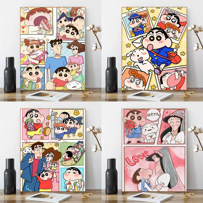 Bộ Tranh Theo Số Tự Tô Màu, ACANDYL,Hàng Mới Về,Bút Chì Màu Chân Dung Gia Đình Shin-Chan,Sơn Acrylic, Tô Màu Theo Số, 30 * 40cm, Có Khung, Màu Theo Số, Chủ Đề Anime, Tranh Kỹ Thuật Số, Thủ Công Mỹ Nghệ, Đồ Trang Trí Nhà Cửa Và Cuộc Sống, Ý Tưởng Quà Tặng
