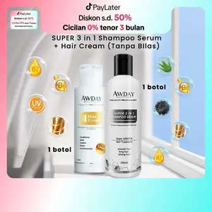 FYC - AWDAY PAKET SUPER 3in1 SHAMPO CHARCOAL KERATIN & ALLin1 HAIRCREAM 100ml Conditioner Shampoo