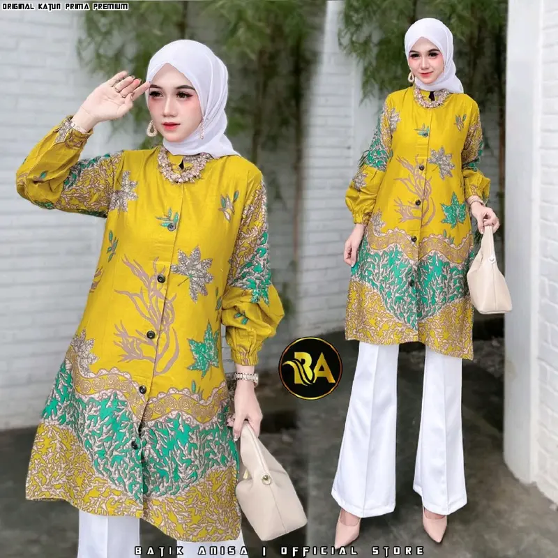KIWARI BATIK Tunik batik wanita modern tunik batik wanita kantor tunik batik wanita modis 10 motif sage lilac Katun 2