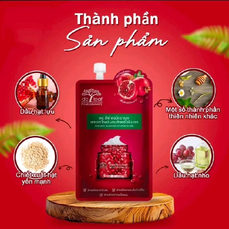 1 TUÝP 6G GEL DƯỠNG ẨM LỰU ĐỎ DELEAF POMEGRANATE. (Chăm Sóc Da) Women 4