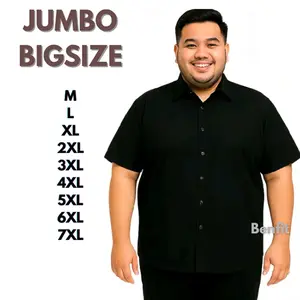Kemeja Pria Polos Jumbo Bigsize Lengan Pendek Size M-7XL Reguler Casual Santai Benfit