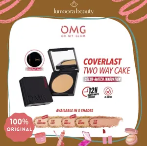 OMG Oh My Glam Coverlast Two Way Cake - Alas Bedak BPOM NA18220300023 dengan Teknologi COLORADVANCED TECH dan Oil Control 8H untuk Tampilan Flawless dan Perlindungan SPF20/PA++