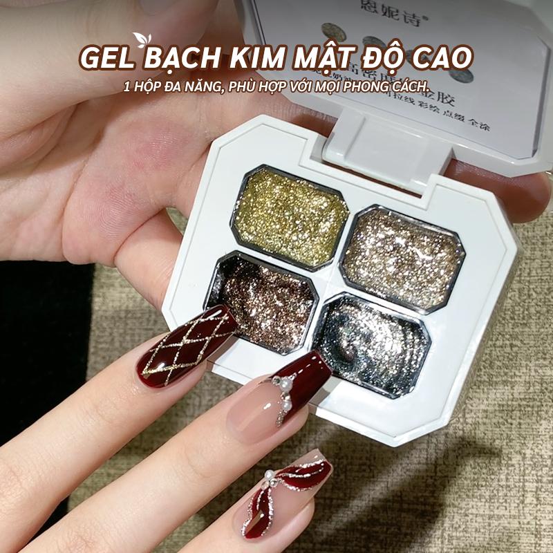 ANNIES Sáp Đặc Cao Cấp 4 Ô Bạch Kim Ngôi Sao - Mật Độ Cao Màu Sắc Phổ Biến Bão Hòa Cao Chuyên Dùng Cho Vẽ Nghệ Thuật & Tạo Hiệu Ứng Ombre Chuyên Nghiệp Tại Tiệm Nails.