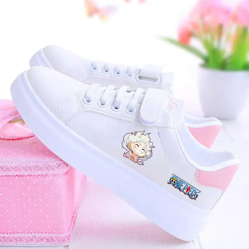 Sepatu Anak Perempuan Luffy One Piece Motif Terbaru - Putih, Pink, Biru - TK/SD 2025 Fashion 0