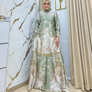 Chandra - Dress Silk Premium Gamis Muslim Syari Wanita  Dewasa Remaja Motif Terbaru Warna Gradasi Kondangan Lebaran Elegan Mewah Lembut Kantong Panjang Wudhu Pesta