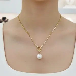 Benika Accesories - Kalung Italy Kaca 45cm Xuping Jewelry Anti Karat Anti Alergi Liontin Mata Zicronia Mutiara Jurai - Kalung Harian Simple Elagan Mewah Daily Trendi