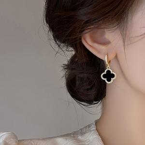 Korean Style Four Leaf Clover Earrings 2025 New Popular Light Luxury Exquisite Premium Earrings