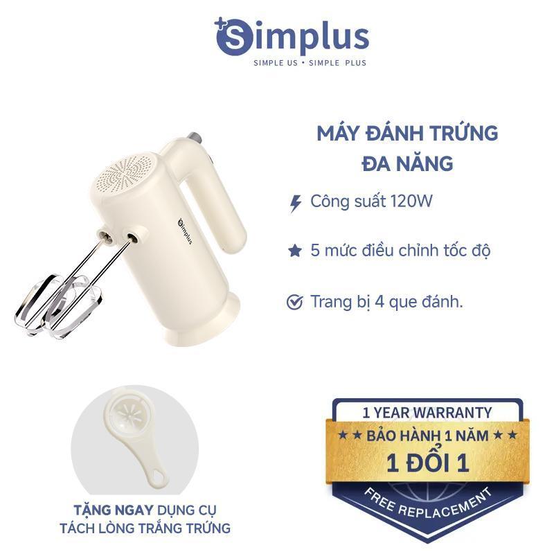 INSSA Máy đánh trứng đa năng Simplus Cầm tay gọn nhẹ Máy đánh bông kem Máy trộn bột Dụng cụ làm bánh tại nhà DADQ001CW00, Bảo Hành 1 Năm Chỉ Đổi Không Sửa