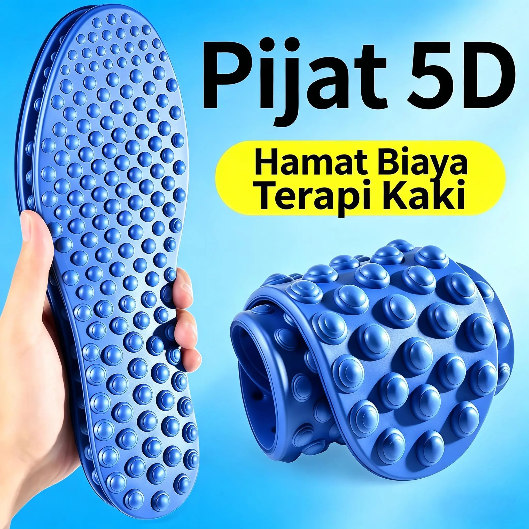 【COD】Sol Kaki Pijat Titik Akupresur 5D untuk Pria dan Wanita - Lembut, Elastis, Redam Guncangan, Bernapas, Serbaguna, Nyaman, Pijat Tapak Kaki, Sol Pijat dengan Sol Sepatu Pijat 5D Alas Tapak Kaki Anti Lelah, Bantalan Empuk untuk Mengurangi Tekanan Kaki,