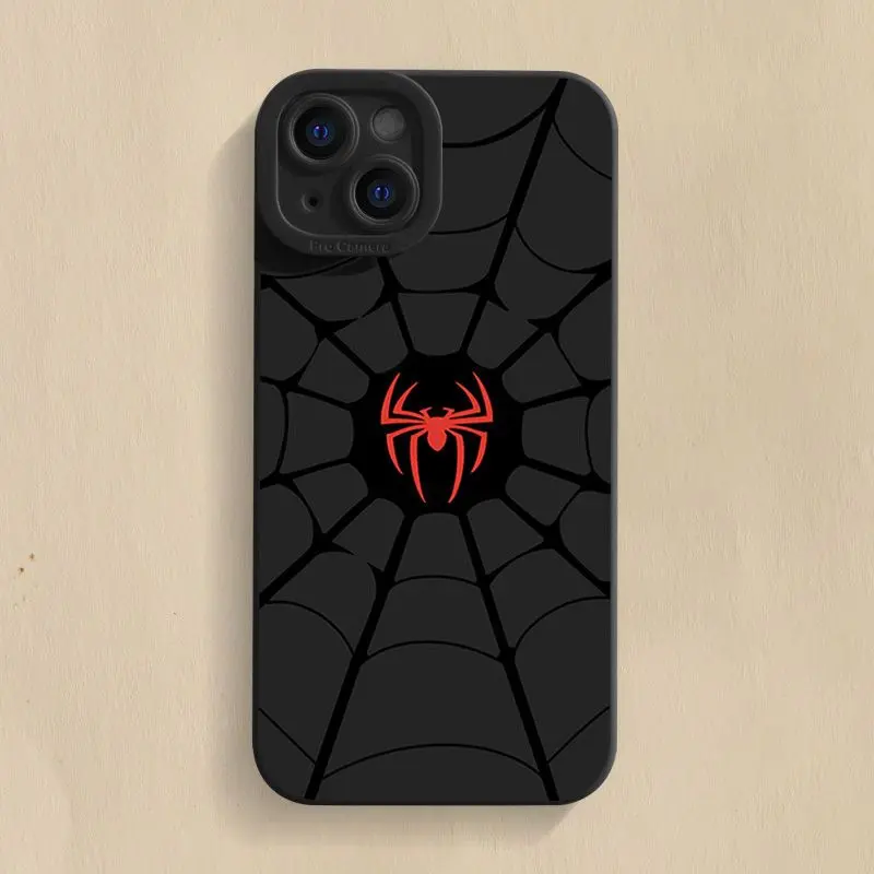TPU Creative Spider Logo European and American niche dark style cool and trendy iPhone case for iPhone 15promax14Pro13/12/11/7/8plus/XR/xsmax new anti fall fully wrapped soft version Cover Casing Protector Screen Protector