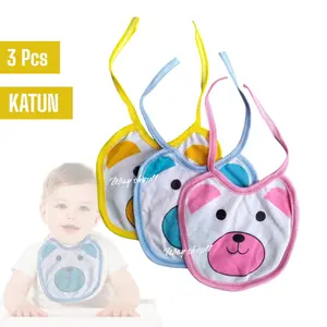 3 Pcs clemek/oto Bayi Tatakan Air Liur Bayi Slaber 2 Lapis Waterproof Celemek Apron