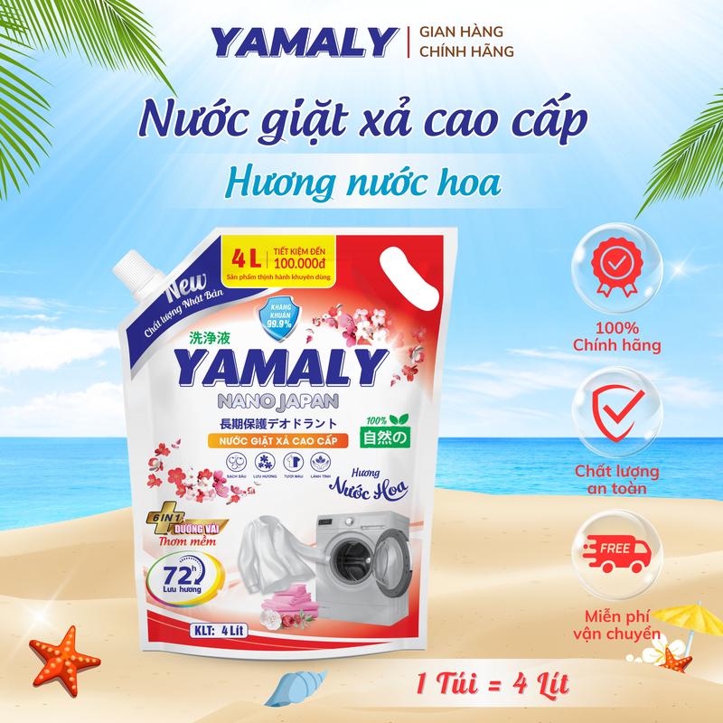 Túi Khổng Lồ 4L Nước Giặt Xả Cao Cấp YAMALY Hương Nước Hoa /  Lưu Hương 72h / Dịu Nhẹ /An Toàn Cho Da / Làm Sạch Sâu / Bền Áo Quần