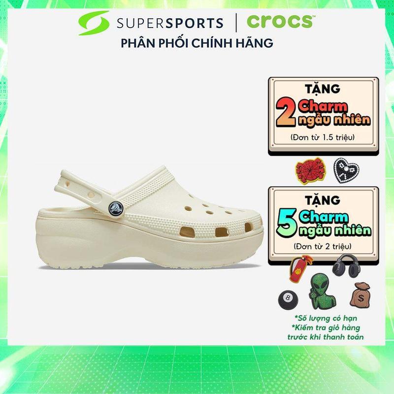 Giày Clog Nữ Crocs Classic Platform Bone - Be - 206750-2Y2