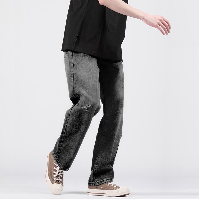 Life cycle Quần Jean Rách, Dành Cho Nam, Nhuộm Gradient, quần jeans nam，quần jean nam ống Đứng rộng suông，boy phố，rock revival chính hãng，custom，boyfriendjeans，xịn，cao cấp，bonkers，shiny Menswear Tim Màu Đen Pants Ong 4