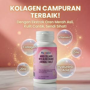 Inginkan kulit lembap dan anjal tetapi malas untuk menelan bedak? Tablet Kunyah Kolagen Campuran Blood Orange kini tersedia! Pek mudah yang mengandungi 30 tablet, hanya satu tablet yang memberikan rangsangan campuran kolagen, asid hialuronik dan vitamin C