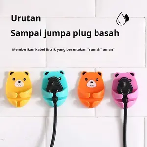 Soket kait colokan tanpa bor, dapur multifungsi, soket kait colokan listrik, penyimpanan, kait bebas lem