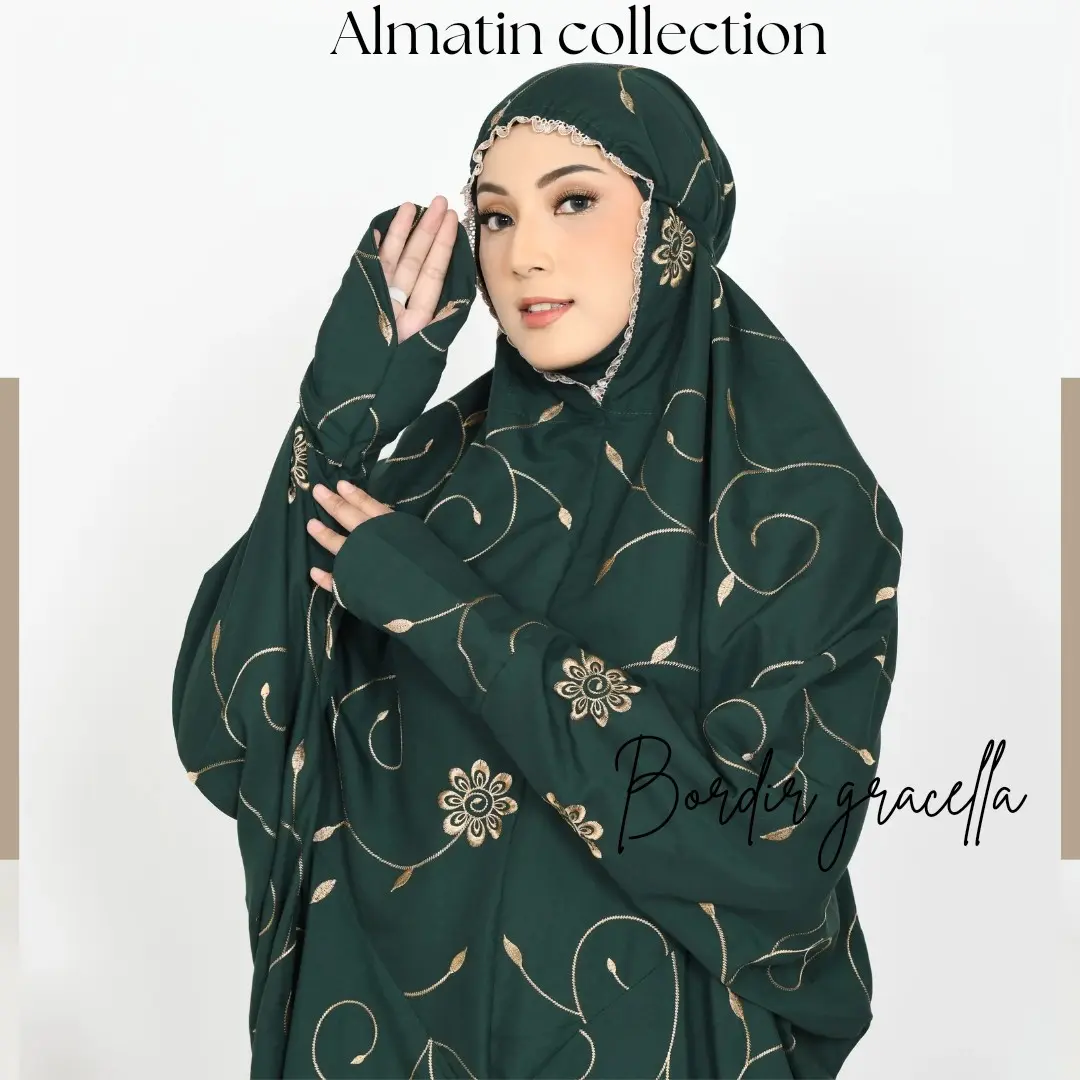 Almatin - Mukena terusan dewasa terbaru bordir gracella mukenah lajuran Kain Katun Mewah