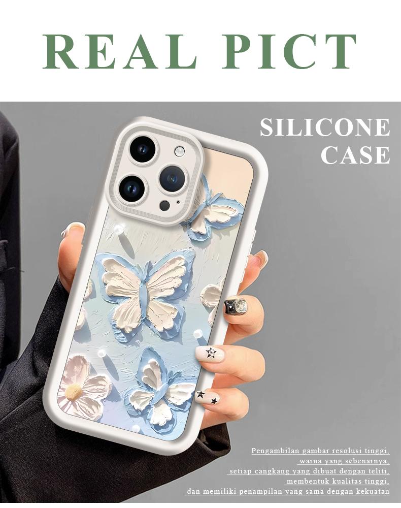 Casing hp untuk tipe iphone infinix itel tecno case softcase dengan motif butterfly paper lucu imut dan simple JTK0052