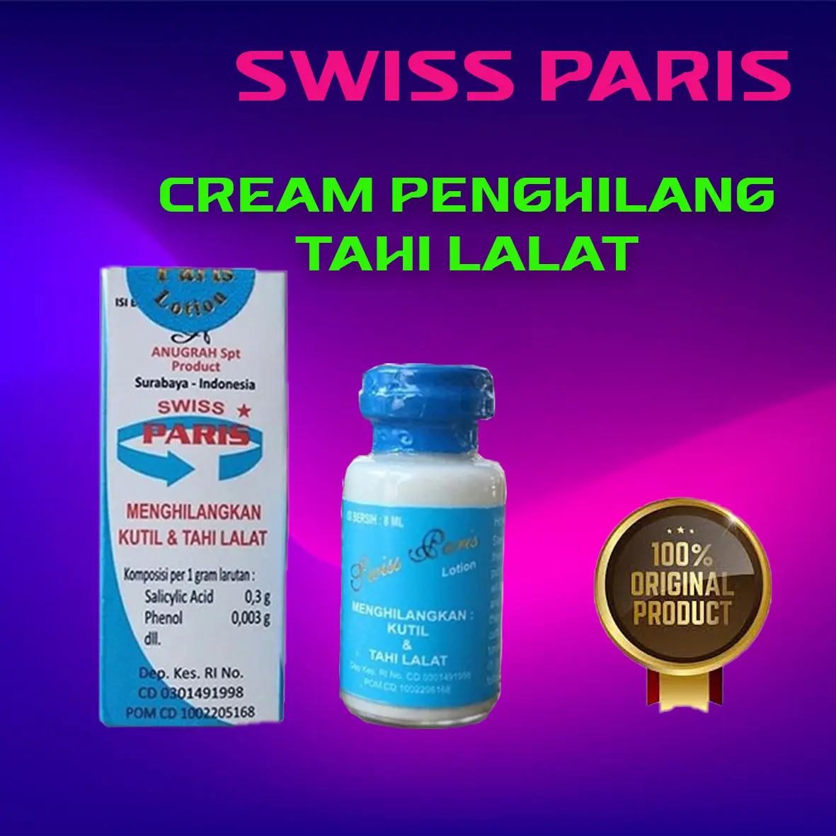 SWISS PARIS LOTION PENGHILANG DAN PERONTOK TAHI LALAT DAN KUTIL