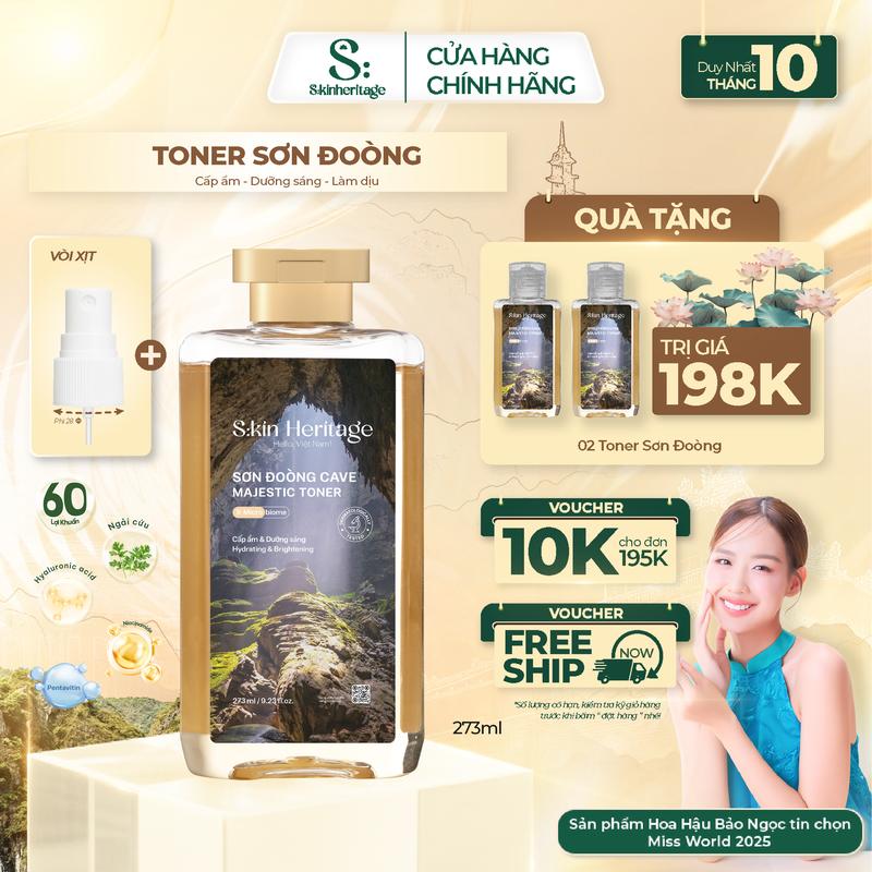 Toner Sơn Đoòng Dưỡng Ẩm Da, Làm Dịu Và Cân Bằng Độ Ẩm Cho Da Dầu Mụn SKIN HERITAGE Cung Cấp Đến 60 Lợi Khuẩn 55ml & 273ml