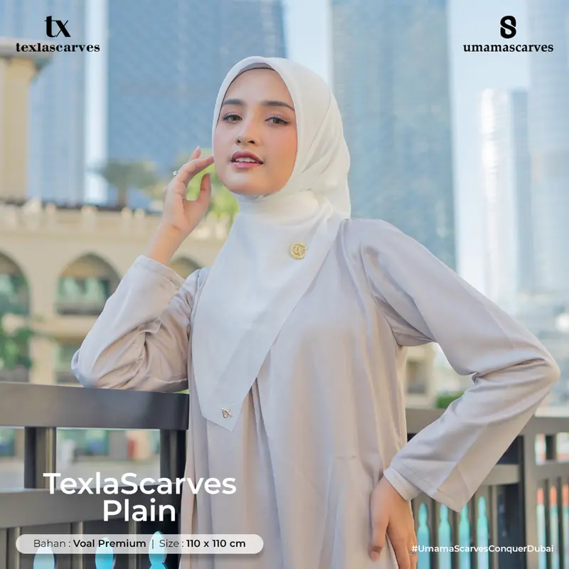 BOX TEXLA SCARVES POLOS BY UMAMA SCARF FREE BROOCH  Jilbab Umama Paris Cotton Premium LC 110x110 cm 6