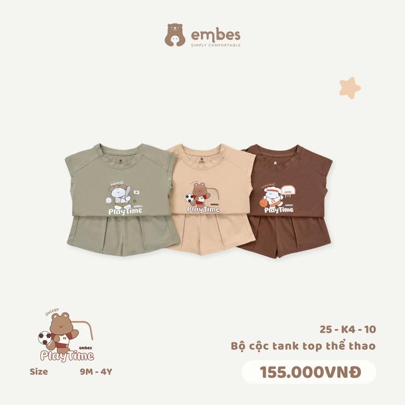 Bộ quần áo cộc tay Tanktop thể thao cho bé trai Embes Việt Nam từ 9 tháng - 4 tuổi - 25-K4-10
