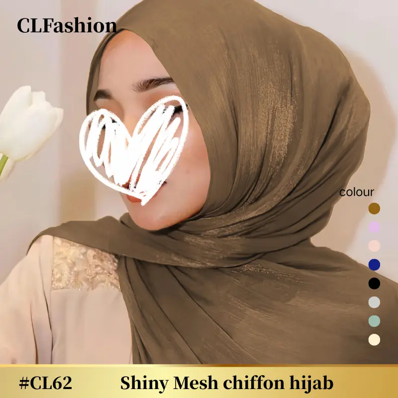 #CL62  Shiny Mesh chiffon hijab, jana,watercolor,hijab, Muslim Headscarf Arab Casual Head Wrap Sunscreen Shawl Suitable For Daily Use,Exquisite, elegant and fashionable