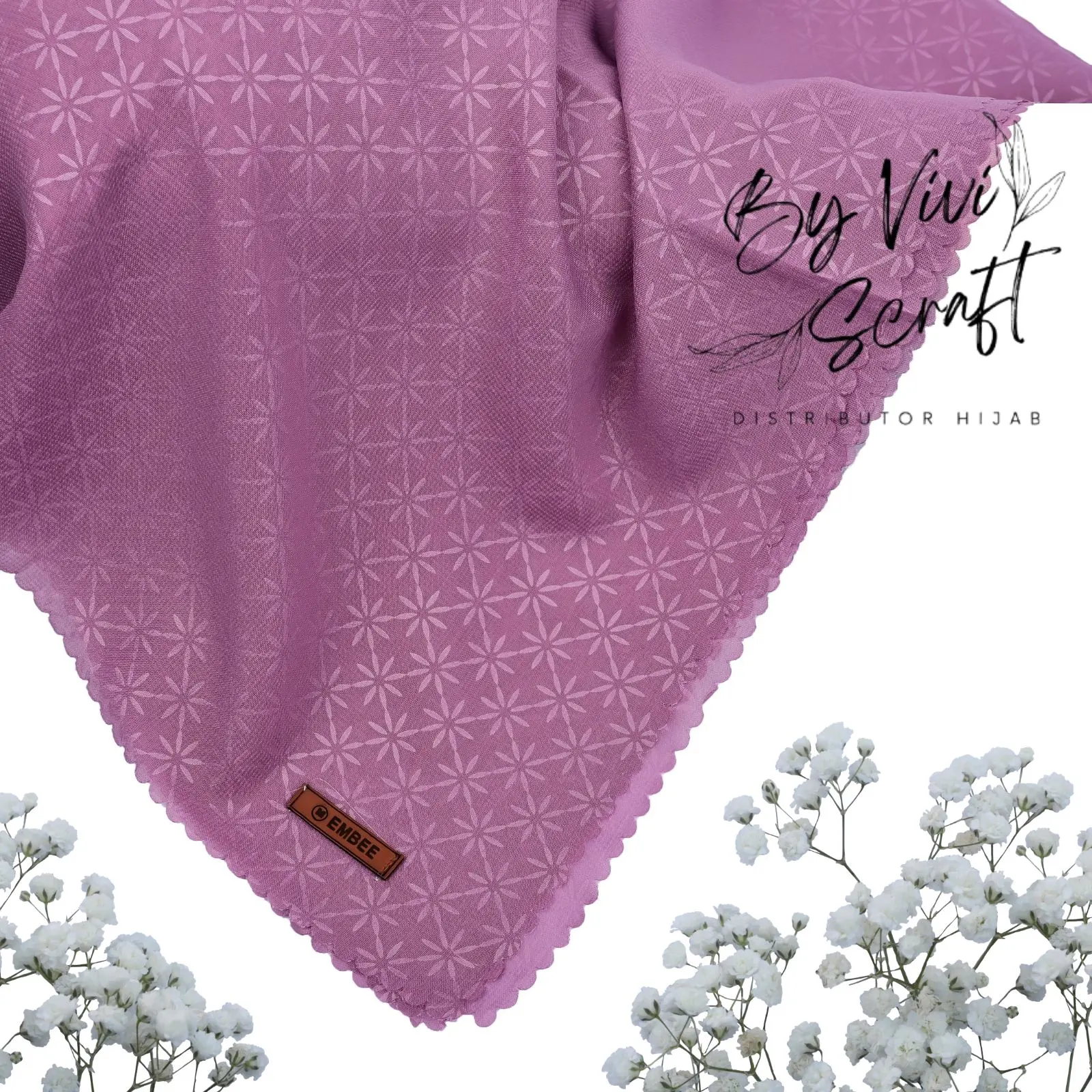 Hijab Embos / Kerudung Segi Empat Embos  / Jilbab Segi4 Lasercut  Terbaru