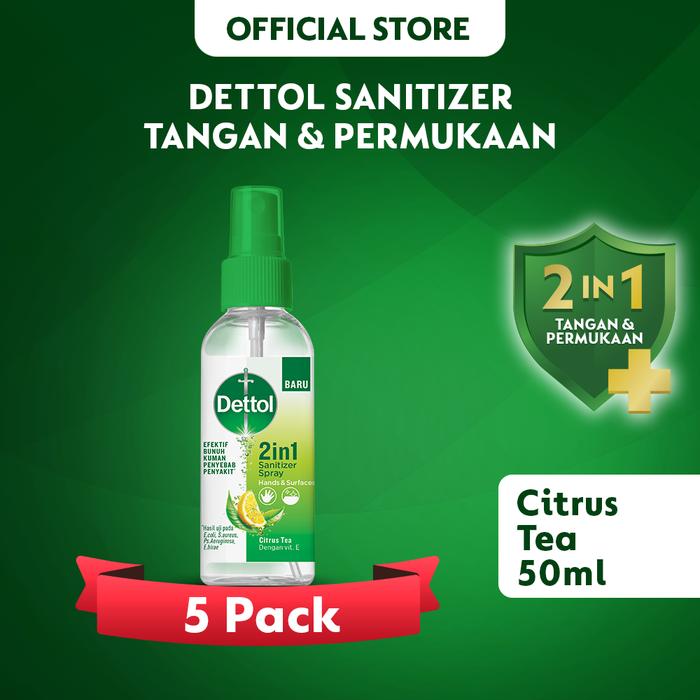 Gambar Dettol Hand Sanitizer & Surface Spray 2in1 50ml - Citrus Tea x 5 dari Dettol Indonesia Store Kota Administrasi Jakarta Timur Tokopedia