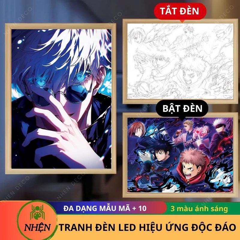 Tranh Đèn Led GOJO phát sáng 3D đổi màu tranh đèn LED Gojo Satoru loại 3 chế độ màu trang trí bàn học decor treo tường làm quà tặng làm đèn ngủ den hoc thong minh dendecor